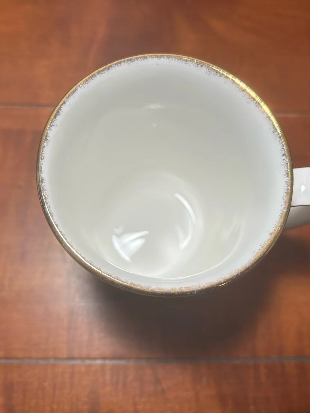 White Porcelain Floral Rose Accent Mug with Gold Trim